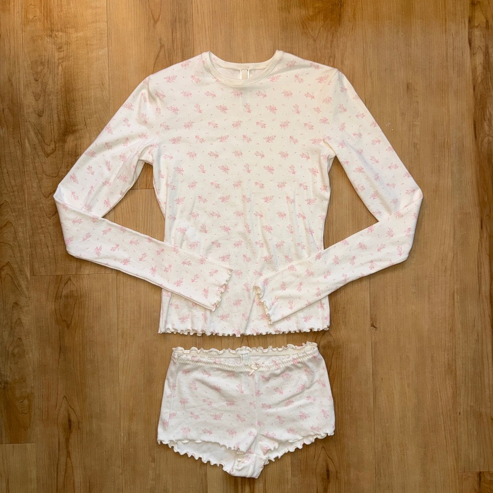 SKIMS pink floral pointelle set
